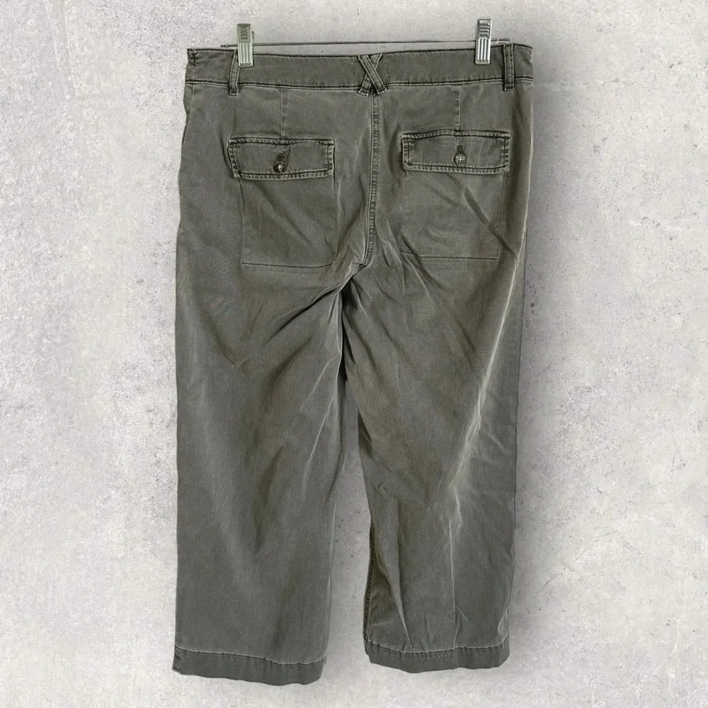 J Jill Womens size 10 Gray Cropped Chino Pants Tencel Cotton Drawstring‎ Boho